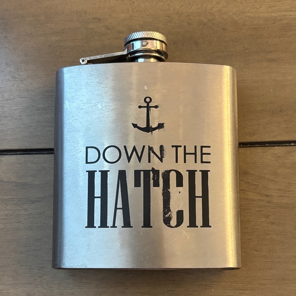 Stainless Steel Flask with Anchor Design and “Down the Hatch”
